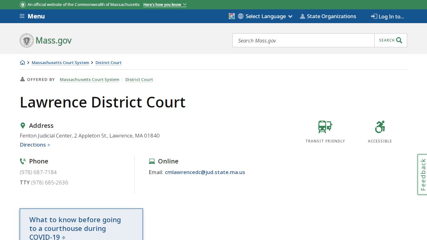 Lawrence District Court | Mass.gov
