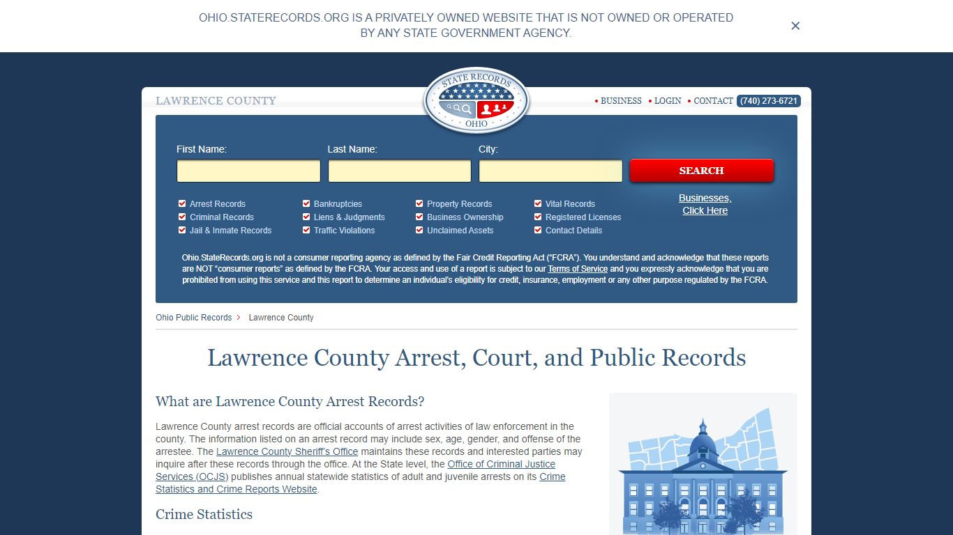 Lawrence County Arrest, Court, and Public Records